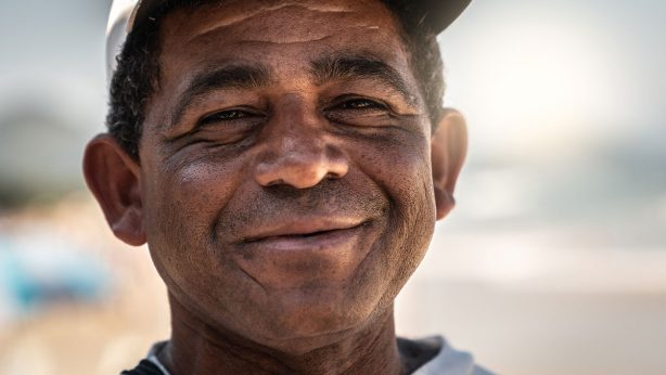 Brazilian mature men at the beach happliy